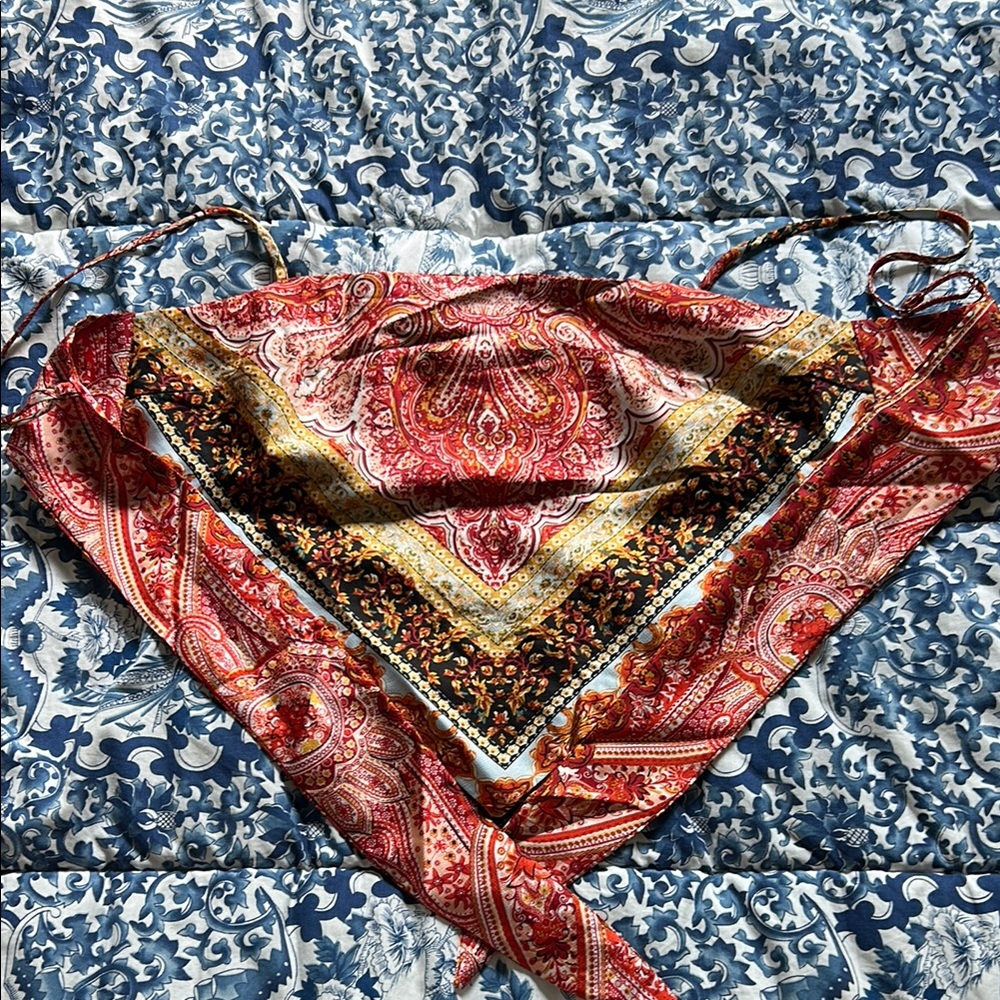 Princess Polly Red and Gold Paisley Scarf